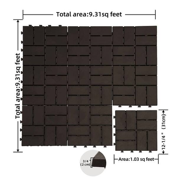 12"x12" Patio Square Composite Interlocking Decking Tiles (Pack of 27